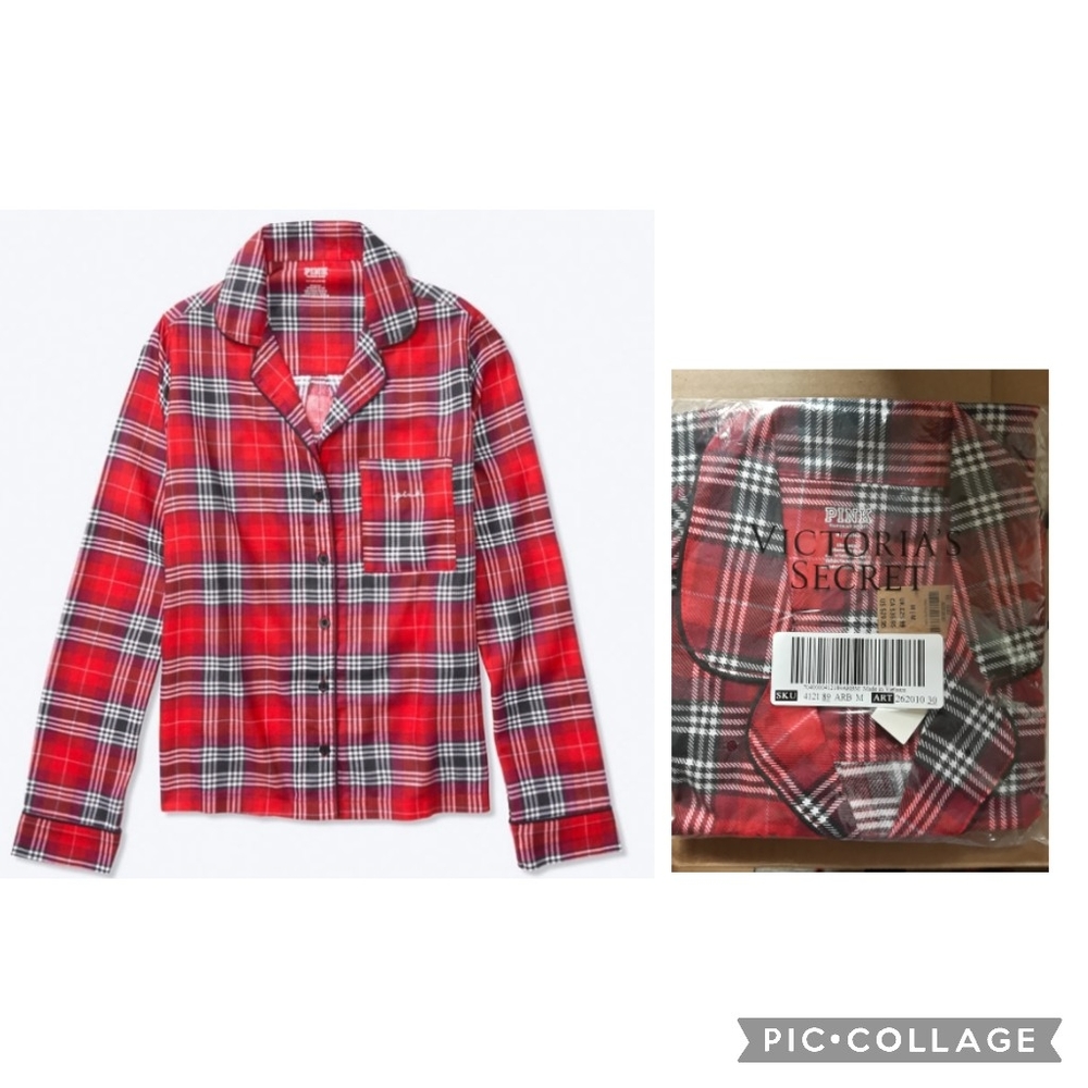 NWT‎ VS PINK PLAID FLANNEL TOP, New in original packaging with tag!